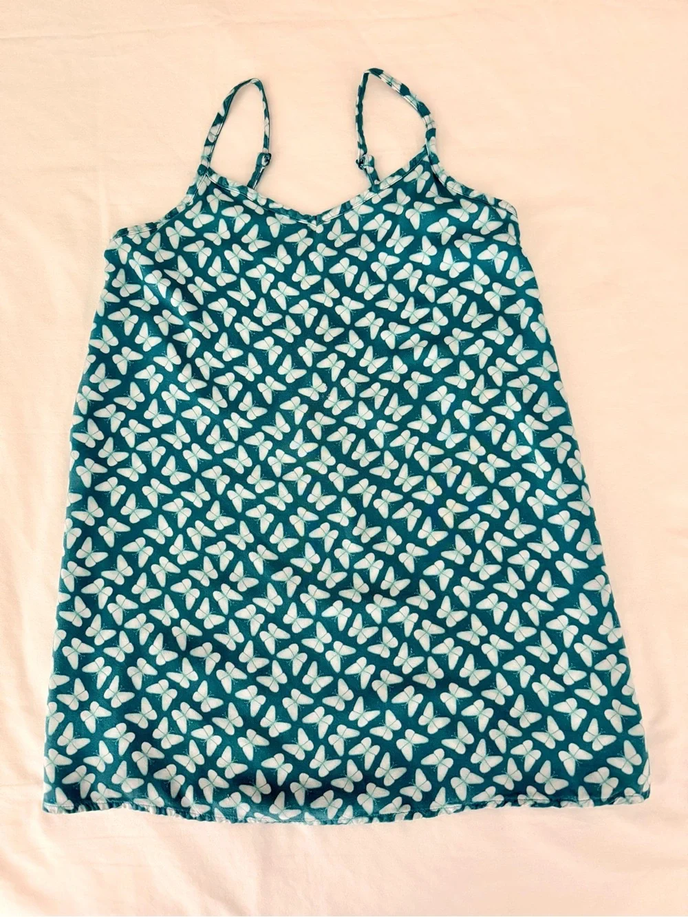 SO Girls Butterfly Print Teal A-Line Sundress Adjustable Straps Size 6/6X